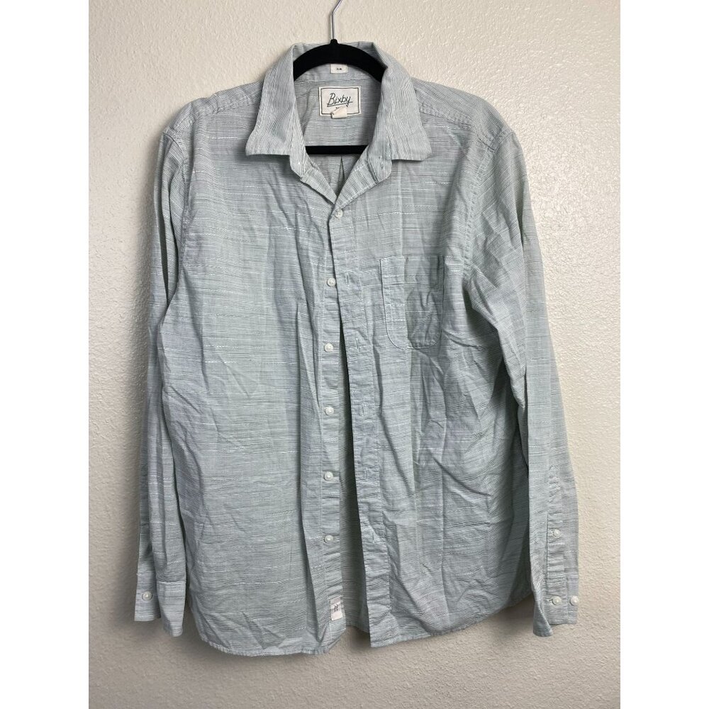 Bixby Button Up Shirt Mens size Large Green Stripe Long Sleeve Cotton Classic